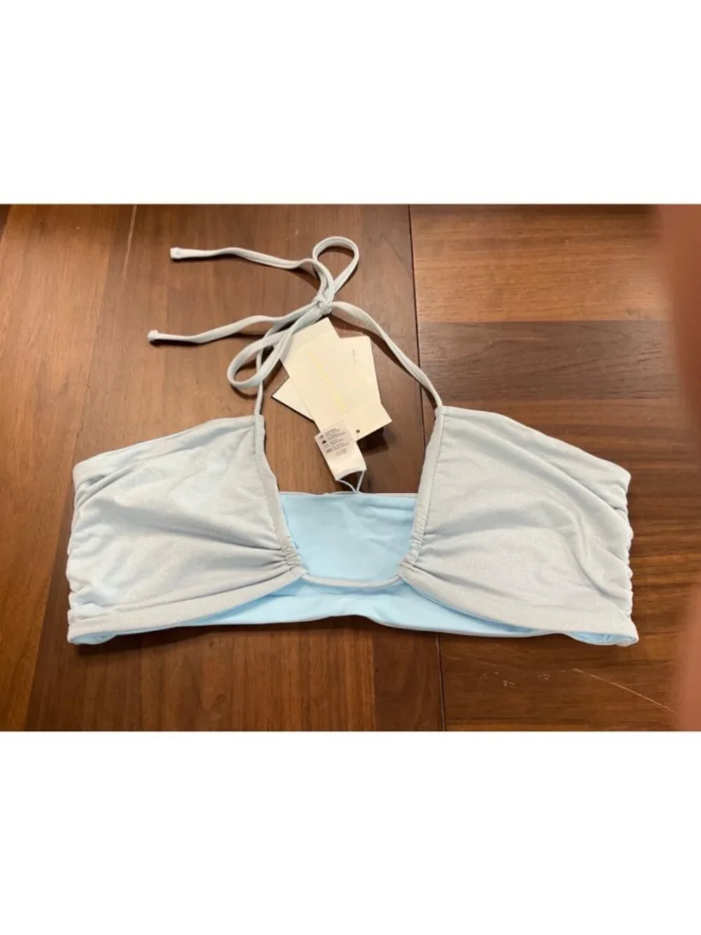 L*Space Reversible Dawn Bandeau Top in Sky Blue XLarge New Womens Swimsuit